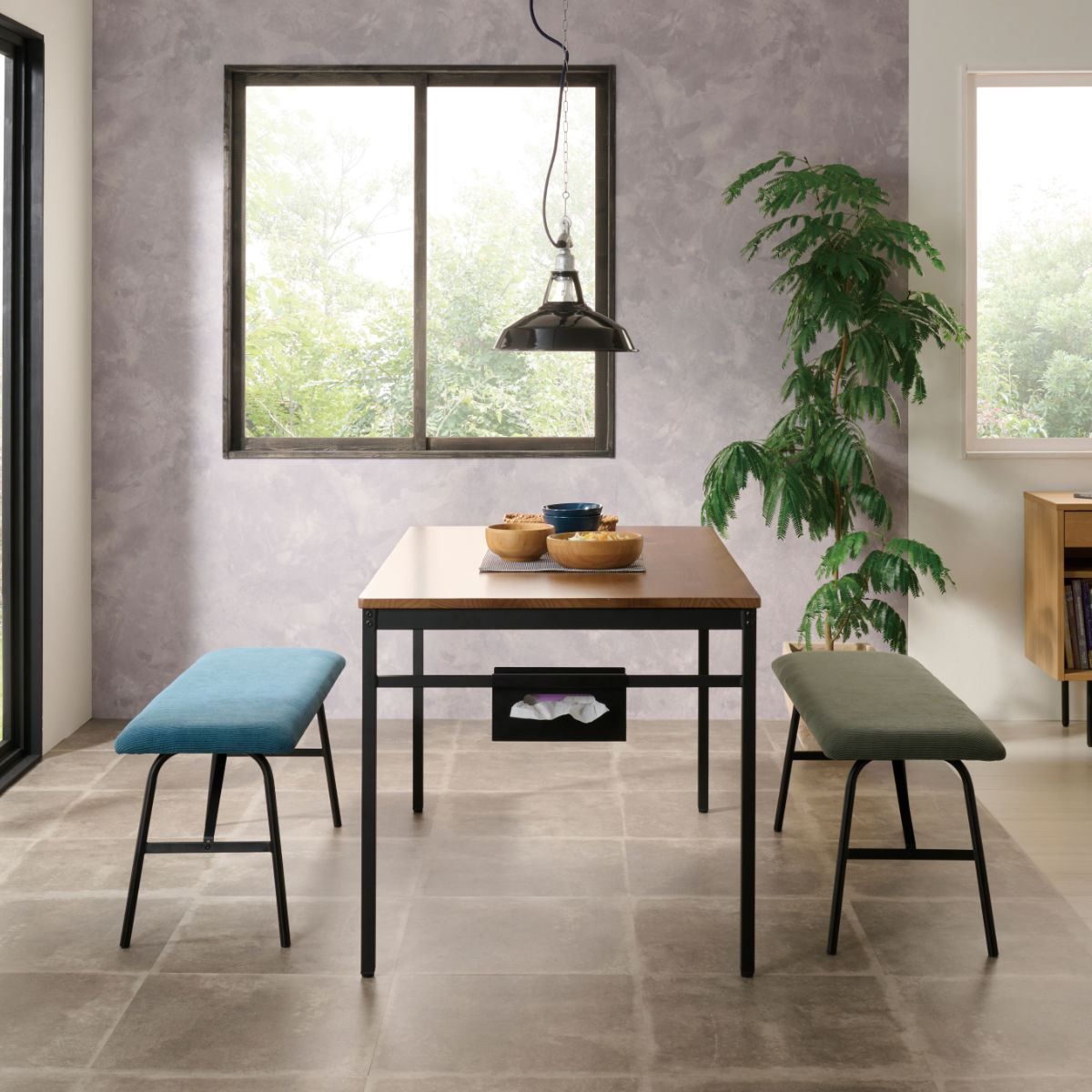 弘益 ダイニング ベンチ 幅95cm 2人掛け コーデュロイ （ 長椅子