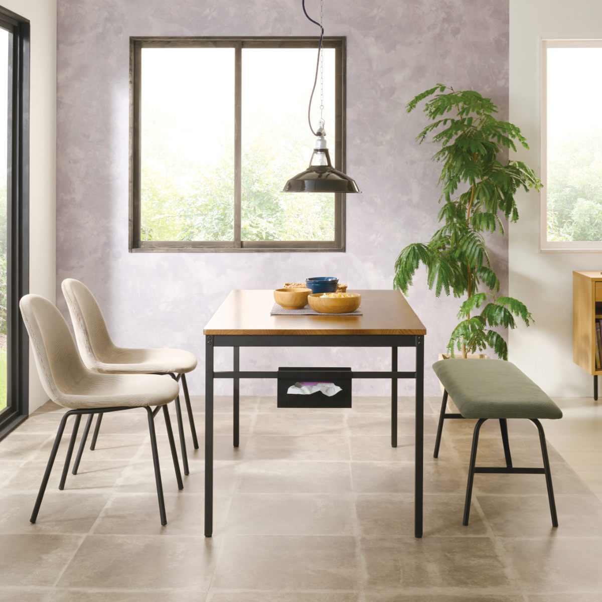 弘益 ダイニング ベンチ 幅95cm 2人掛け コーデュロイ （ 長椅子