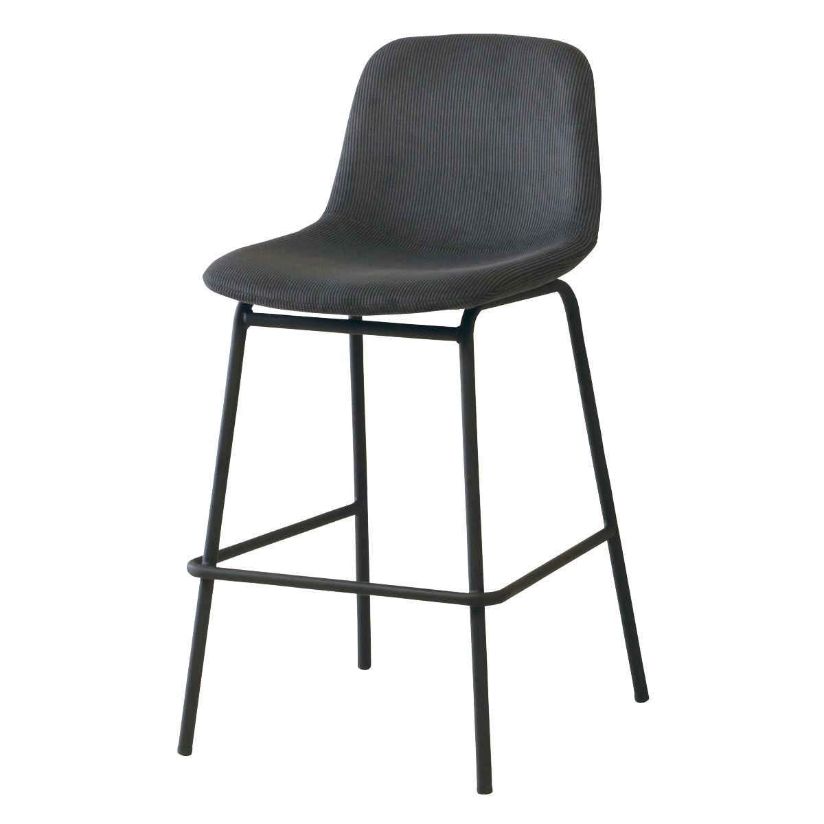 弘益 カウンターチェア 座面高58.5cm 背もたれ付き コーデュロイ