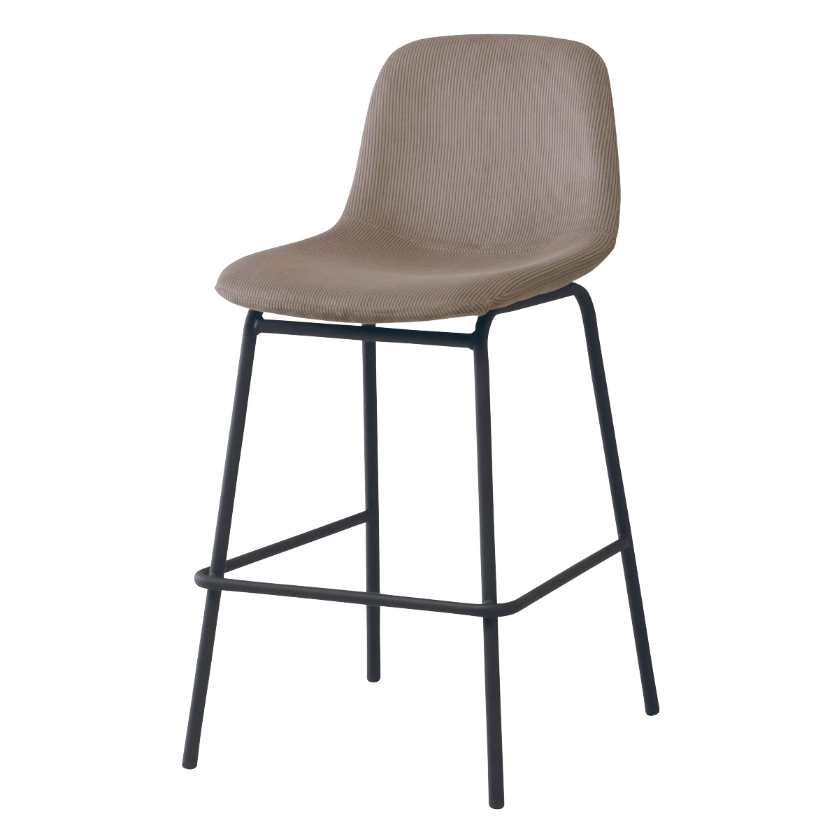 弘益 カウンターチェア 座面高58.5cm 背もたれ付き コーデュロイ