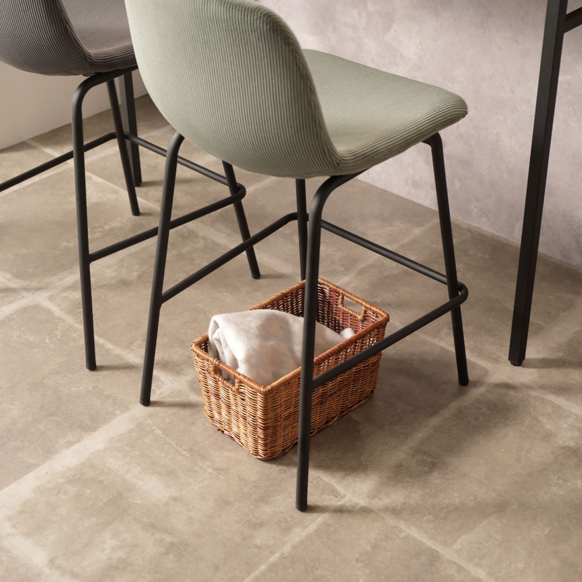 弘益 カウンターチェア 座面高58.5cm 背もたれ付き コーデュロイ