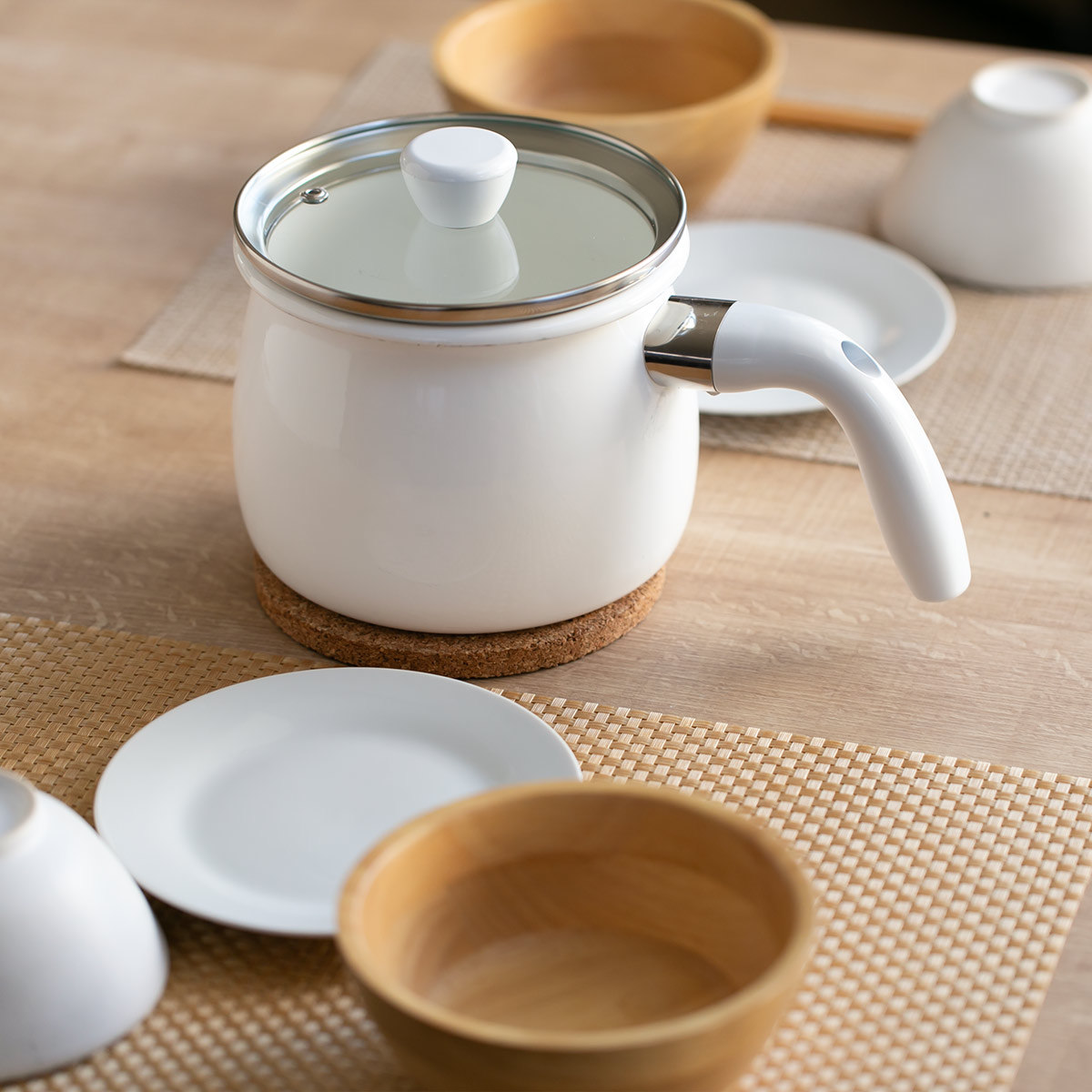 パール金属 マルチポット 16cm 2L IH対応 ガラス蓋付き ホーロー製