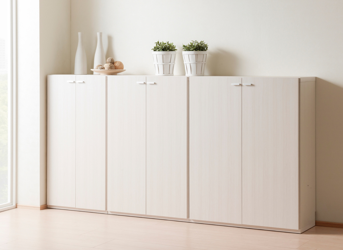 フナモコ（FUNAMOCO） 壁面収納 高さオーダー リビングシェルフ 扉付