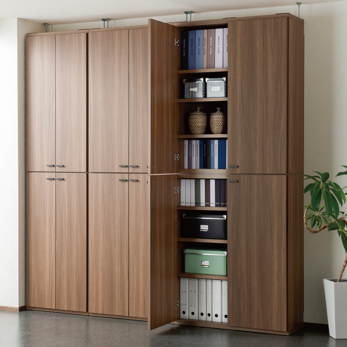 フナモコ（FUNAMOCO） 壁面収納 高さオーダー リビングシェルフ 扉付