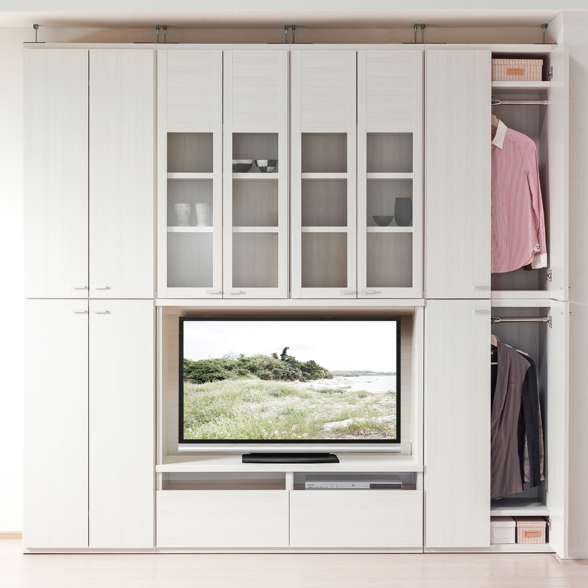 フナモコ（FUNAMOCO） 壁面収納 高さオーダー リビングシェルフ 扉付