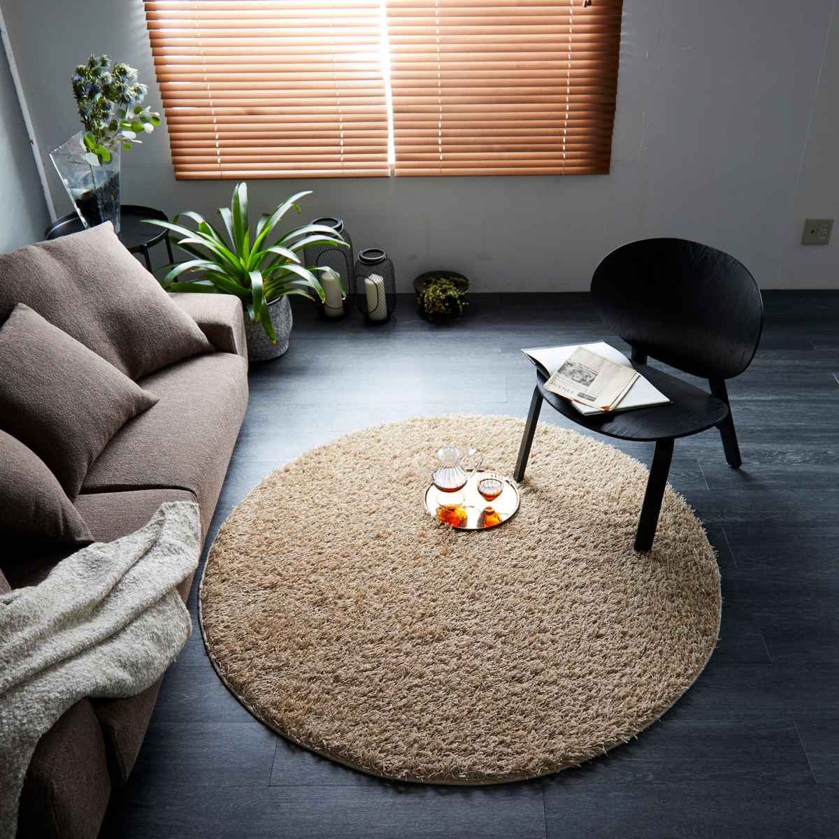 スミノエ ラグ 円形 フレール 100×100cm 防ダニ アレルブロック