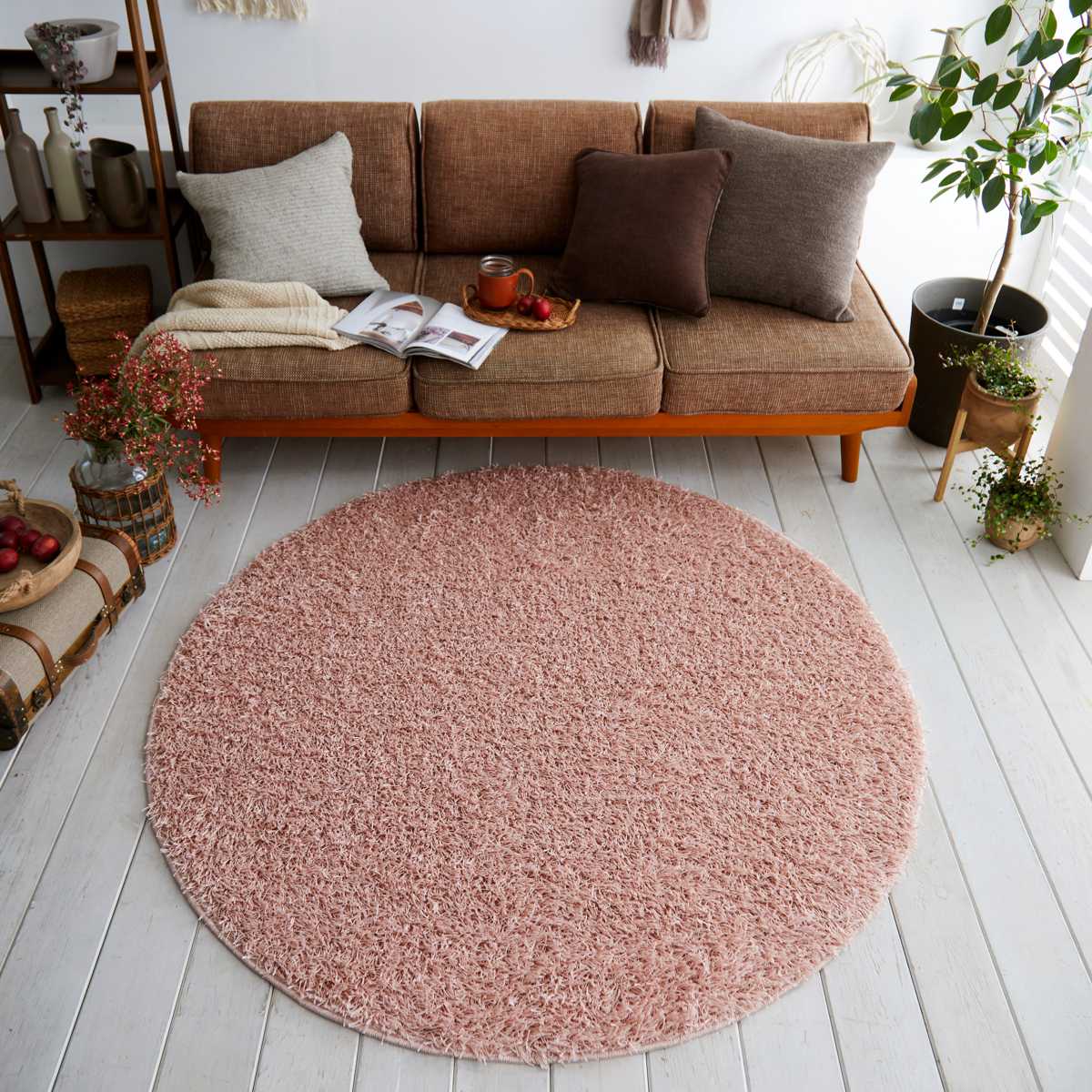 スミノエ ラグ 円形 フレール 100×100cm 防ダニ アレルブロック