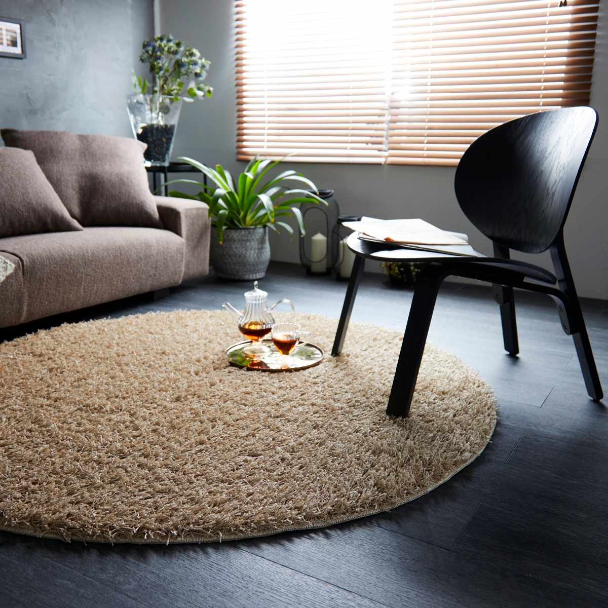 スミノエ ラグ 円形 フレール 100×100cm 防ダニ アレルブロック