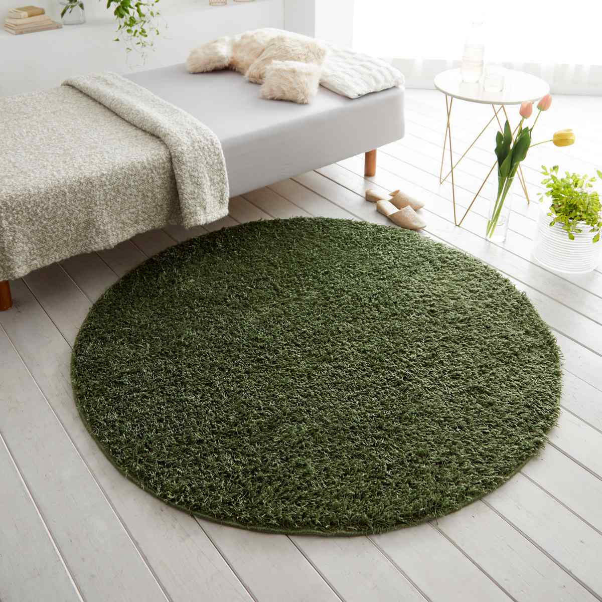 スミノエ ラグ 円形 フレール 100×100cm 防ダニ アレルブロック