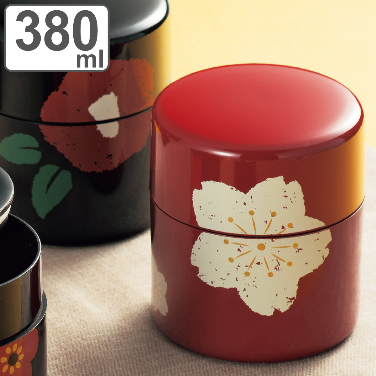 HAKOYA 茶筒 380ml 朱桜 黒椿 （ おしゃれ 日本製 かわいい お茶 和風