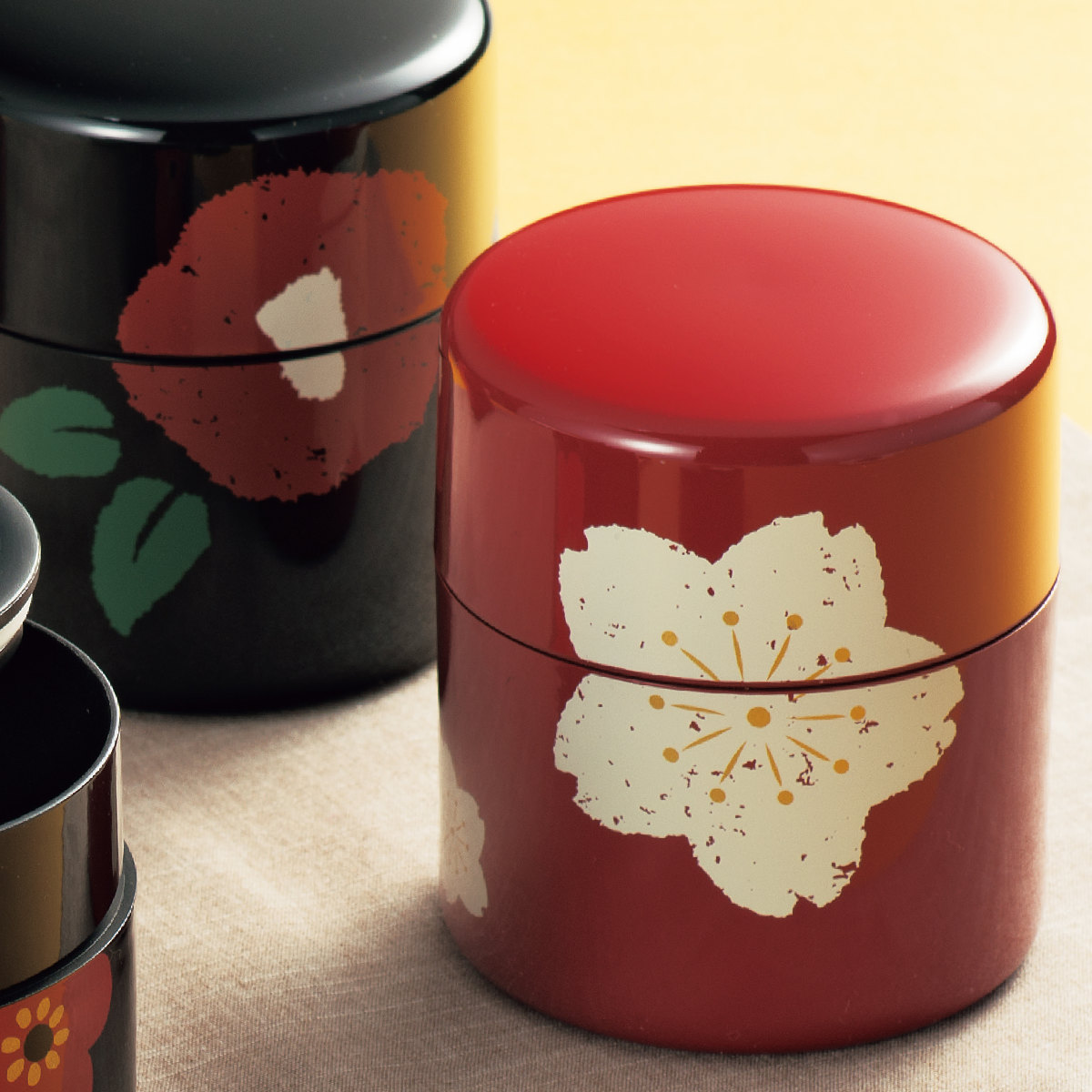 HAKOYA 茶筒 380ml 朱桜 黒椿 （ おしゃれ 日本製 かわいい お茶 和風