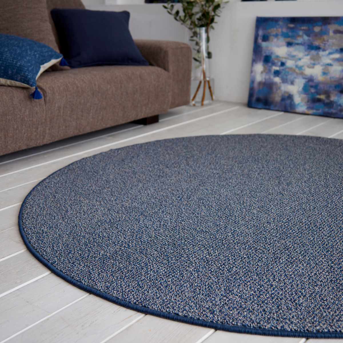 スミノエラグ　円形150cm/グレー(水色寄り)/ゴブラン織り スミノエ ラグ 円形 フォルテ 150×150cm 防ダニ アレルブロック