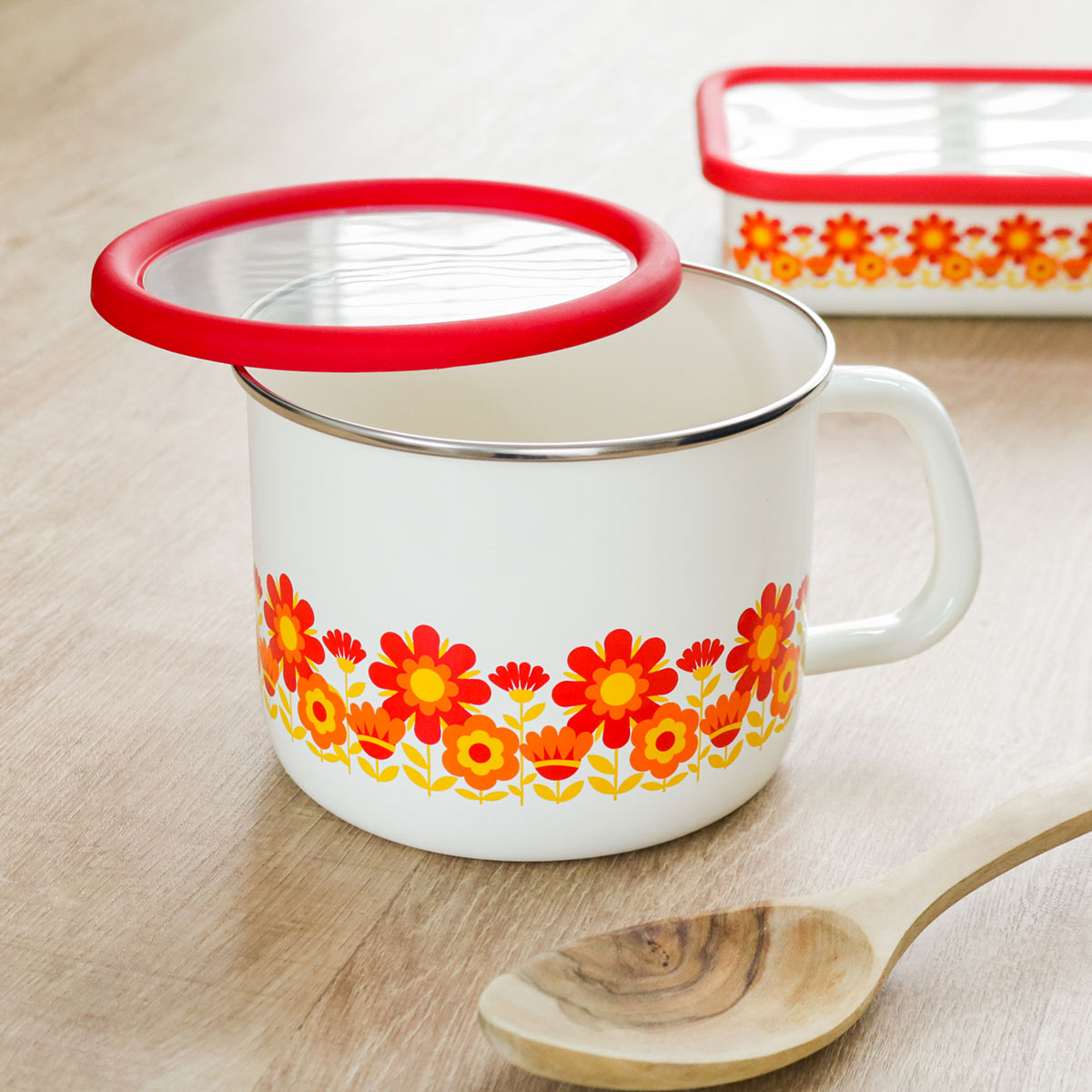 Honey Ware 保存容器 1.6L メモリーズ 14cmストックポット （ ホーロー