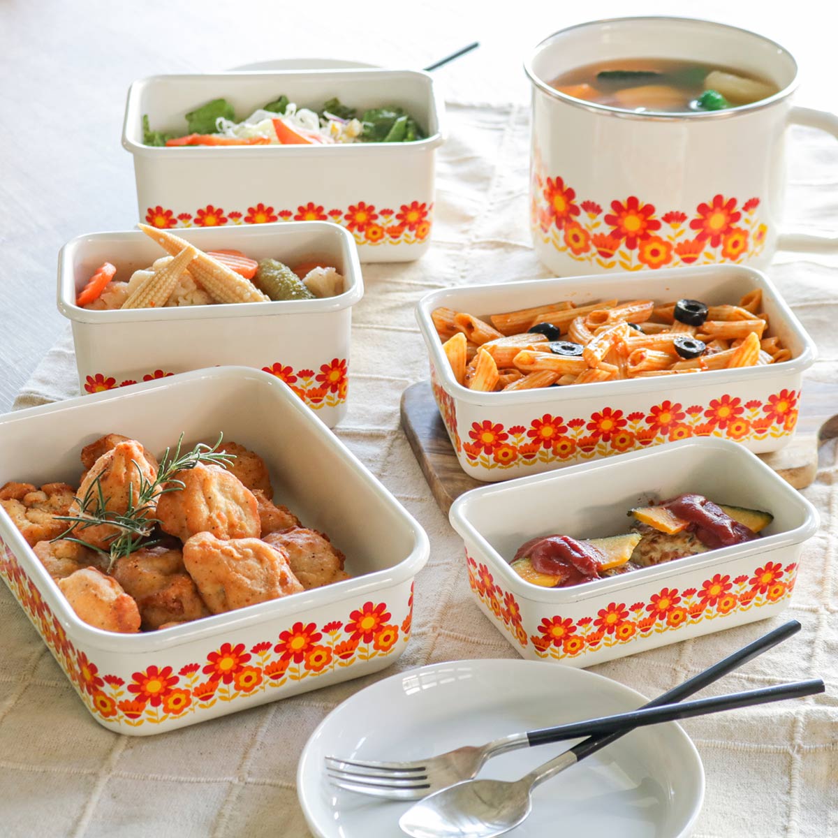 Honey Ware 保存容器 1.6L メモリーズ 14cmストックポット （ ホーロー