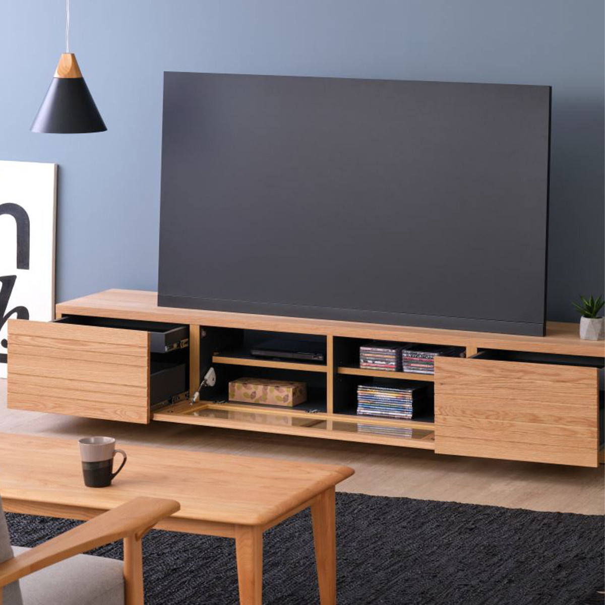 一生紀（ISSEIKI） テレビ台 ローボード 北欧風 ルーバーデザイン 幅