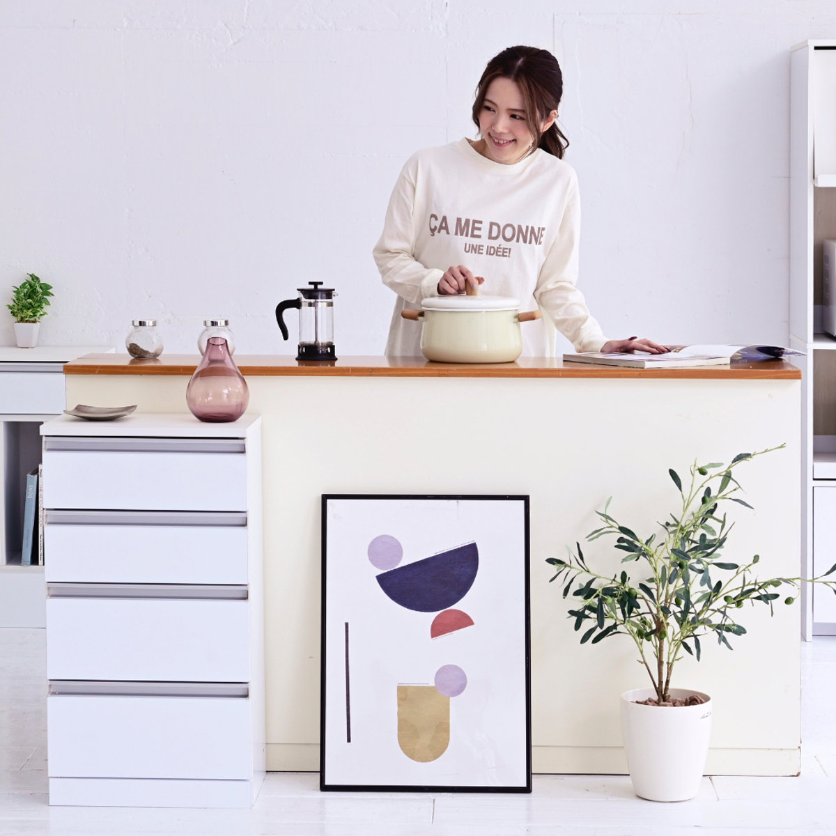 【rose】カウンター下収納棚引き出し4段 幅40cm #1 rose】カウンター下収納棚引き出し4段 幅40cm #1 カウンター下収納