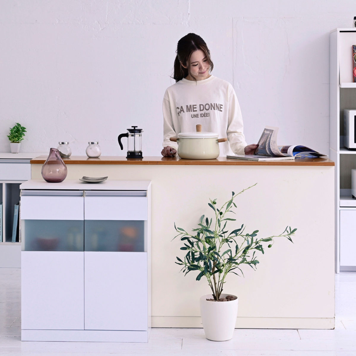 カウンター下収納　家具　薄型キャビネット　本棚　ローキャビネット　バーカウンター カウンター下収納 引き戸 キャビネット 幅110cm 食器棚 fy-0177（商品