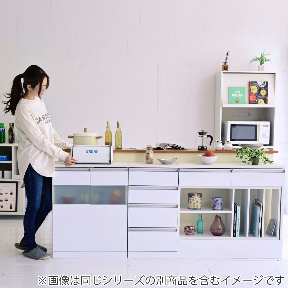 カウンター下収納 開き戸 キャビネット 鏡面前板 幅60cm （ カウンター