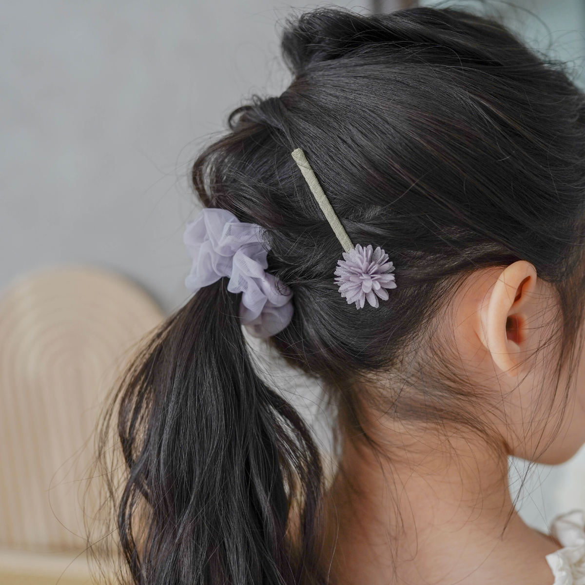 ヘアピン シュシュ チュールフラワーピン＆シュシュセット ベビー
