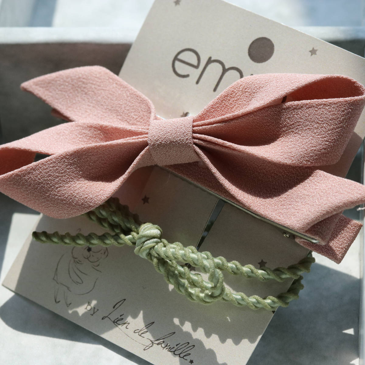 ヘアクリップ ヘアゴム スエードリボンクリップ＆ヘアゴムセット