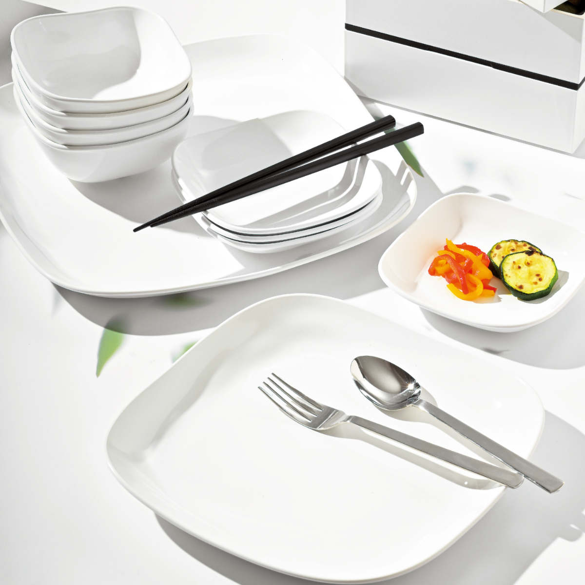 HAKOYA プレート S 13cm モダンスクエア プラスチック 3枚セット （ 食