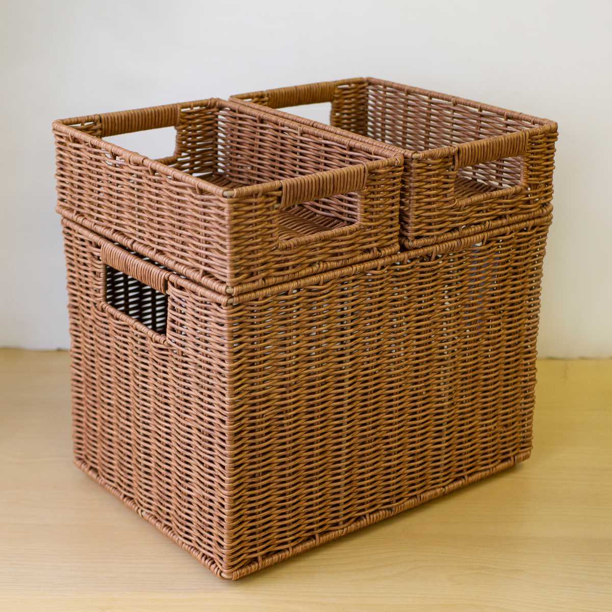 バスケット トークスタック PE柳 スタッキングSS （ かご 手編み 収納