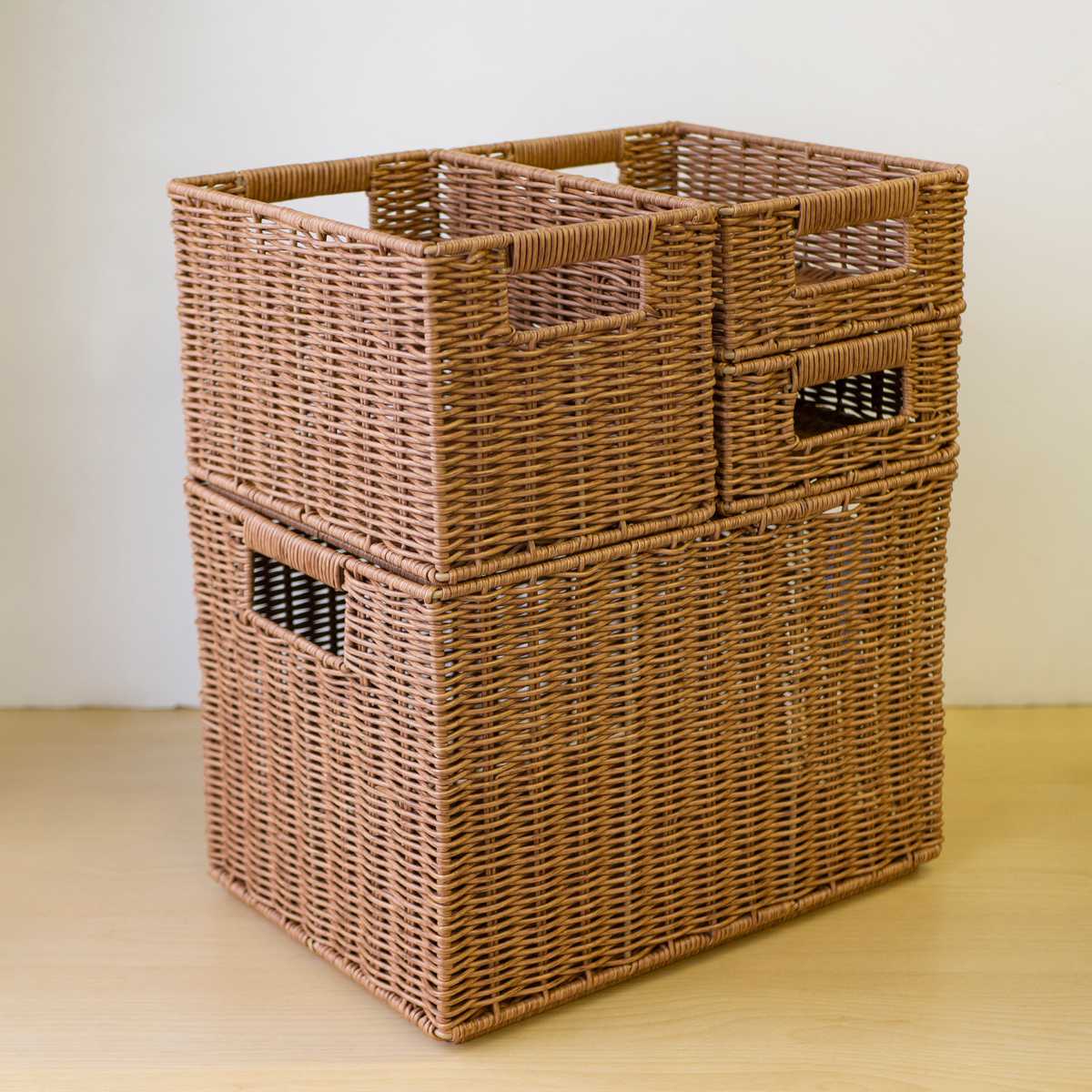 バスケット トークスタック PE柳 スタッキングSS （ かご 手編み 収納