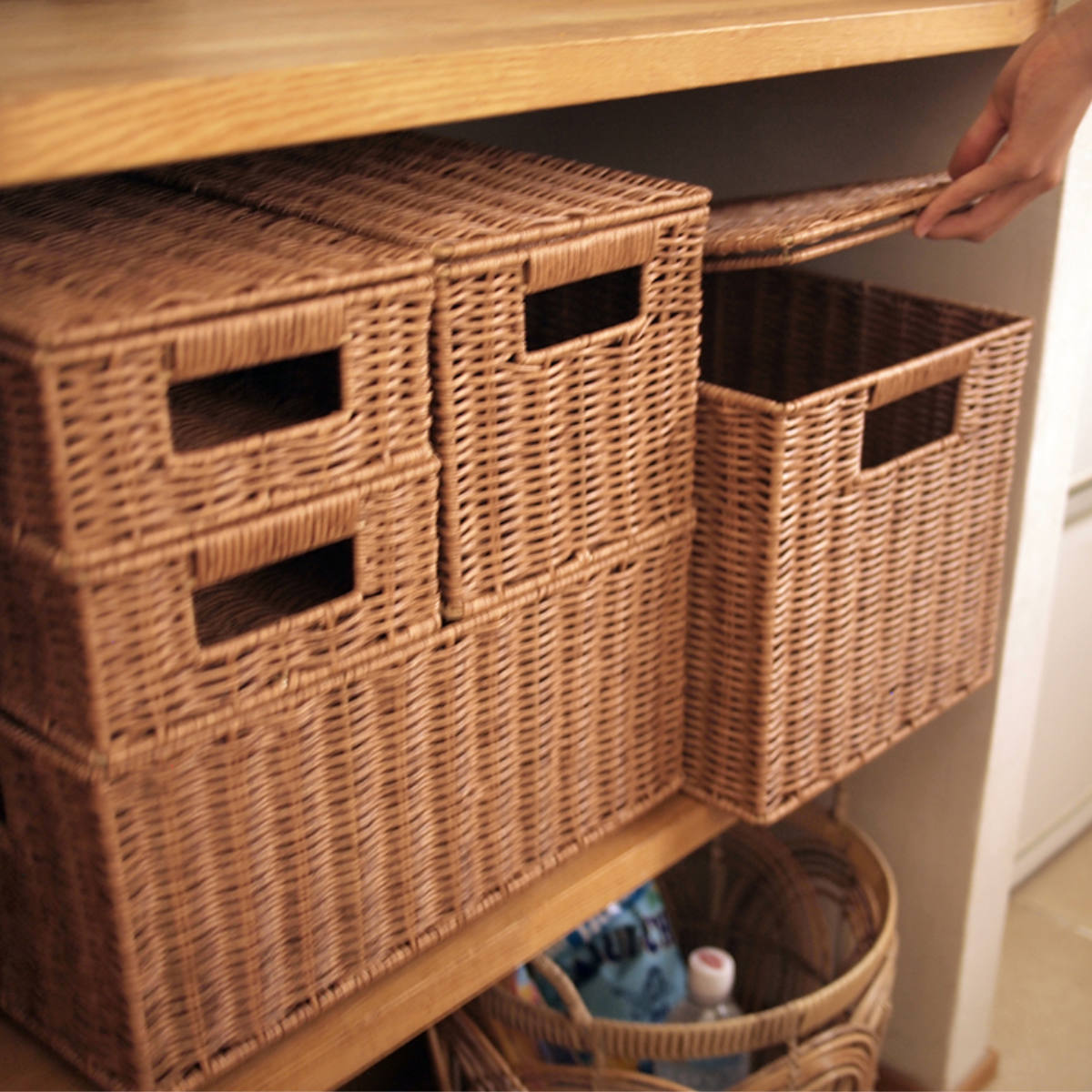 バスケット トークスタック PE柳 スタッキングSS （ かご 手編み 収納