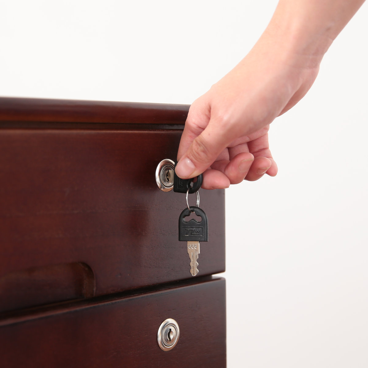 OSMAC チェスト 幅26cm 6段 スリム 桐製 鍵付き 隠しキャスター （ 桐