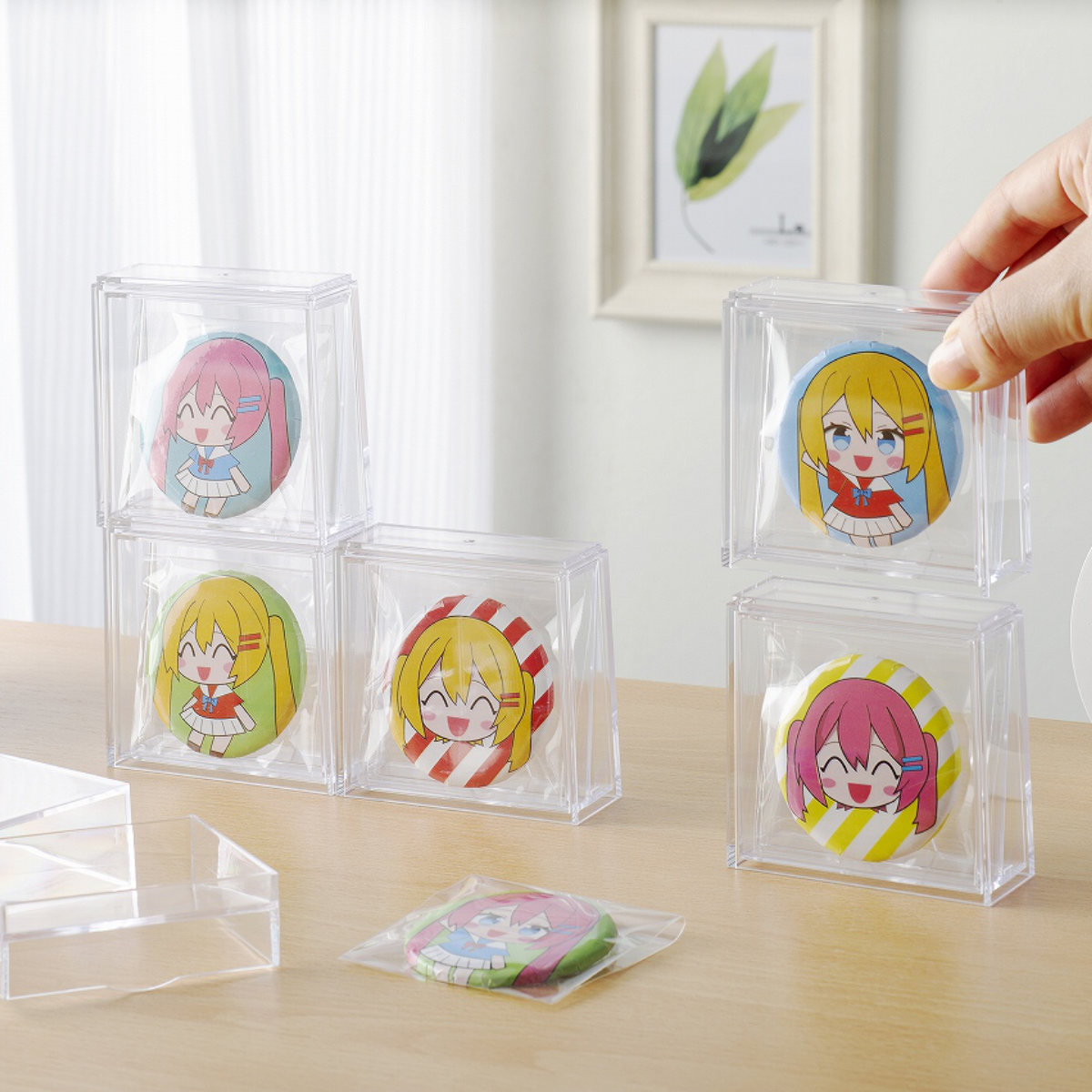缶バッジディスプレイケース 幅8.1×奥行3.1×高さ7.8cm クリア （ 缶バッチ 缶バッジ 推し 収納ケース 透明 積み重ね バッジ バッチ ディスプレイ 卓上 ） | イノマタ化学 | 05