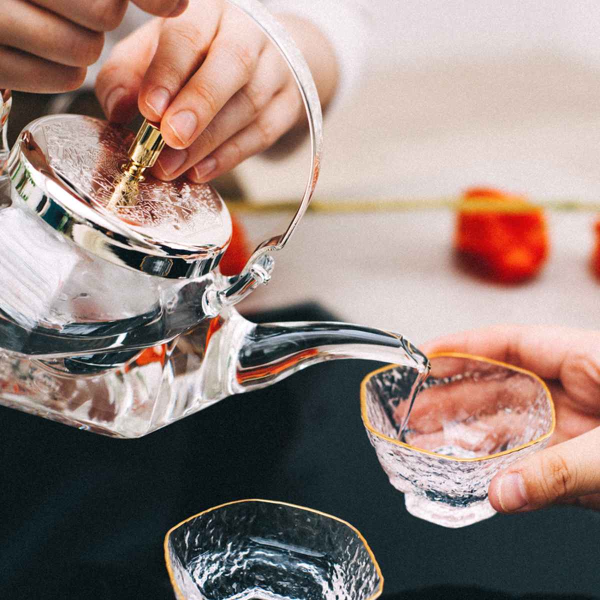 HARIO（ハリオ） 冷酒器 グラス セット 360ml 八角地炉利 耐熱ガラス