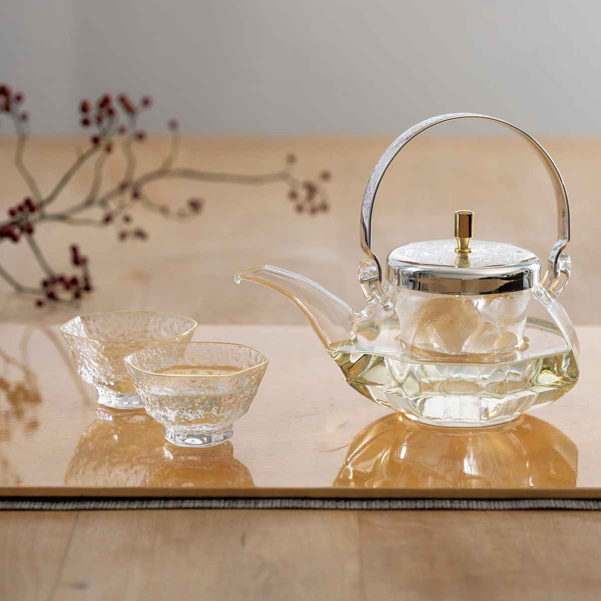 HARIO（ハリオ） 冷酒器 グラス セット 360ml 八角地炉利 耐熱ガラス