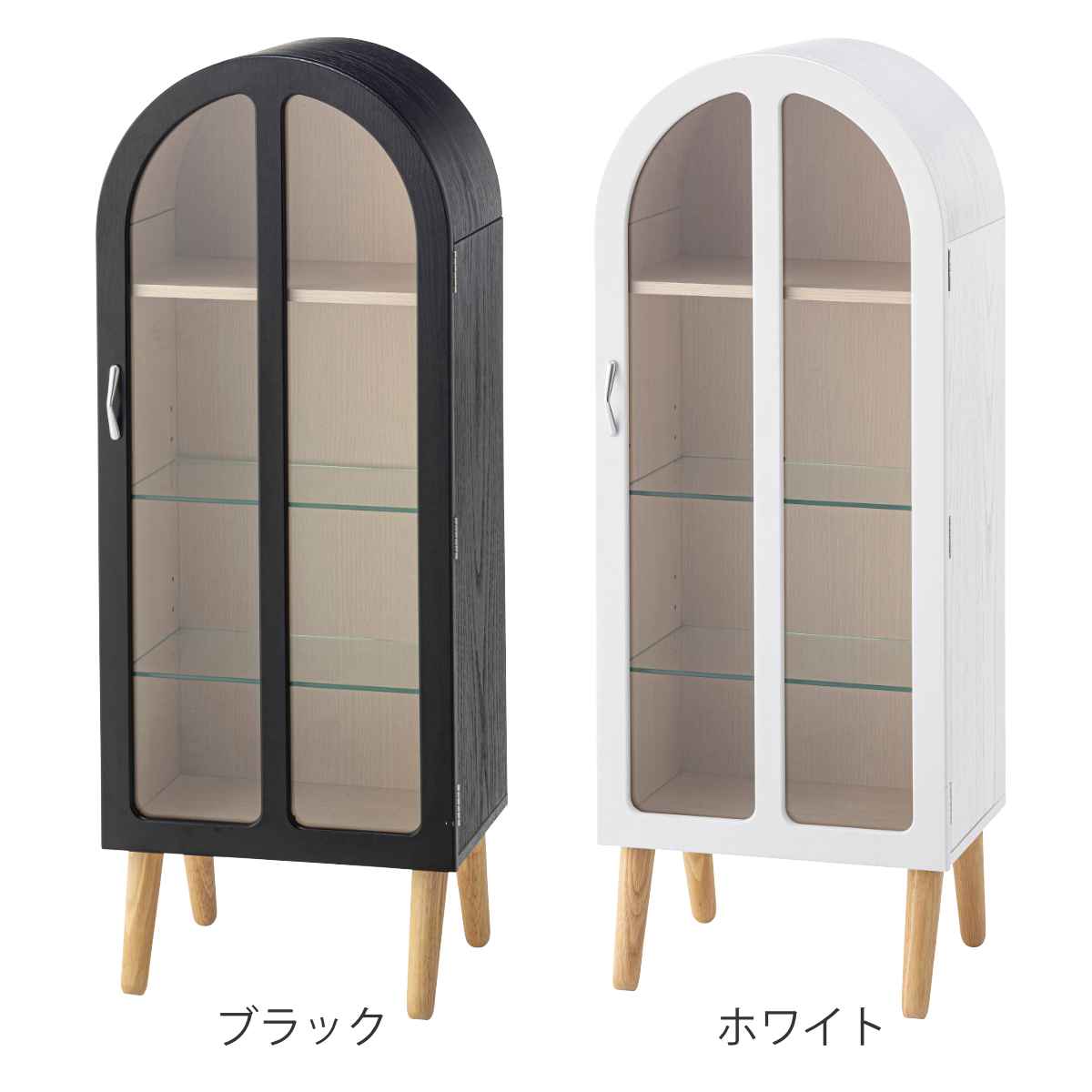 東谷 コレクションラック 3段 ガラス扉 モノトーン 約幅37cm （ ラック