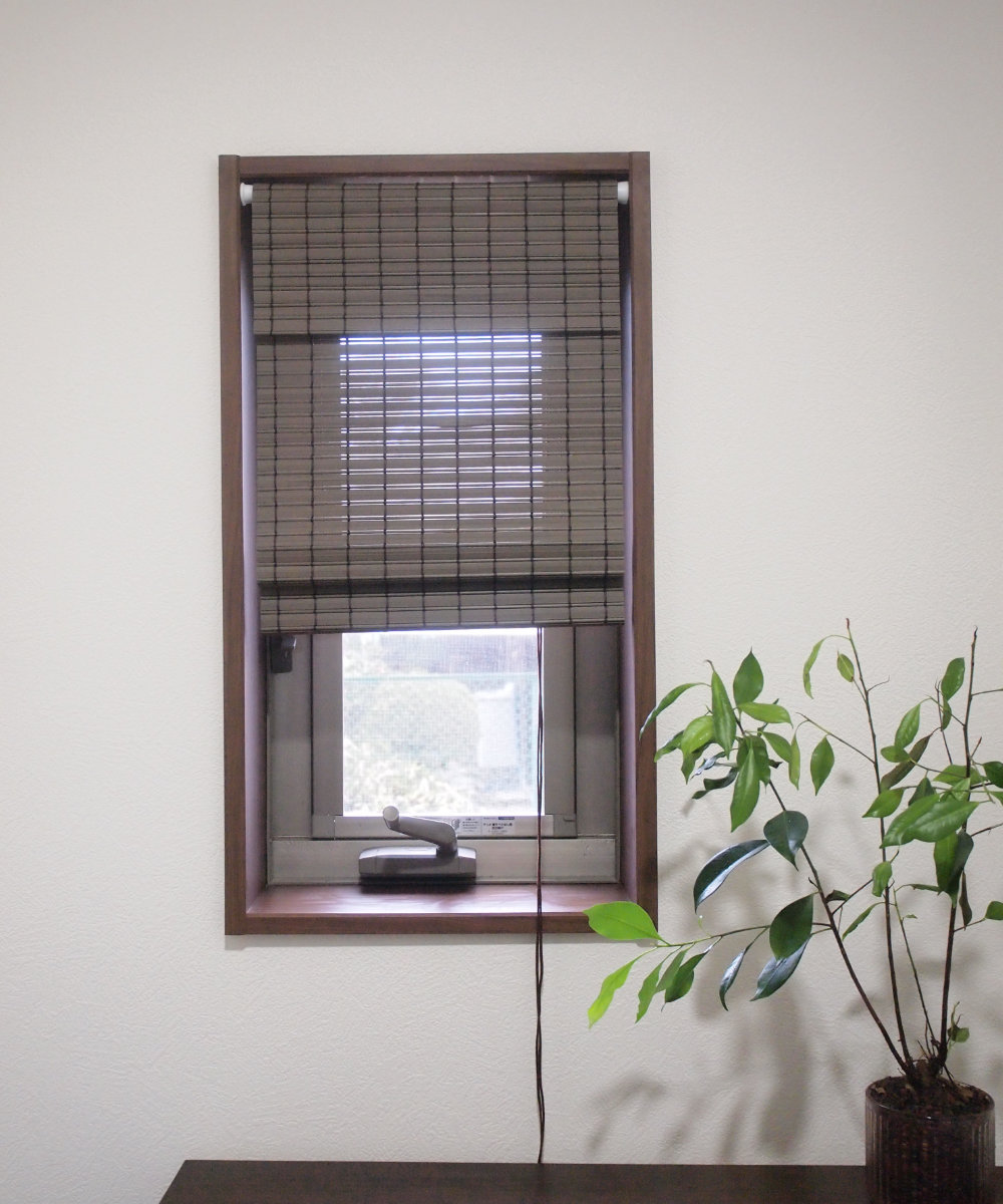 シェード 小窓用すだれシェード PVC製 突っ張り棒付き 25×90cm