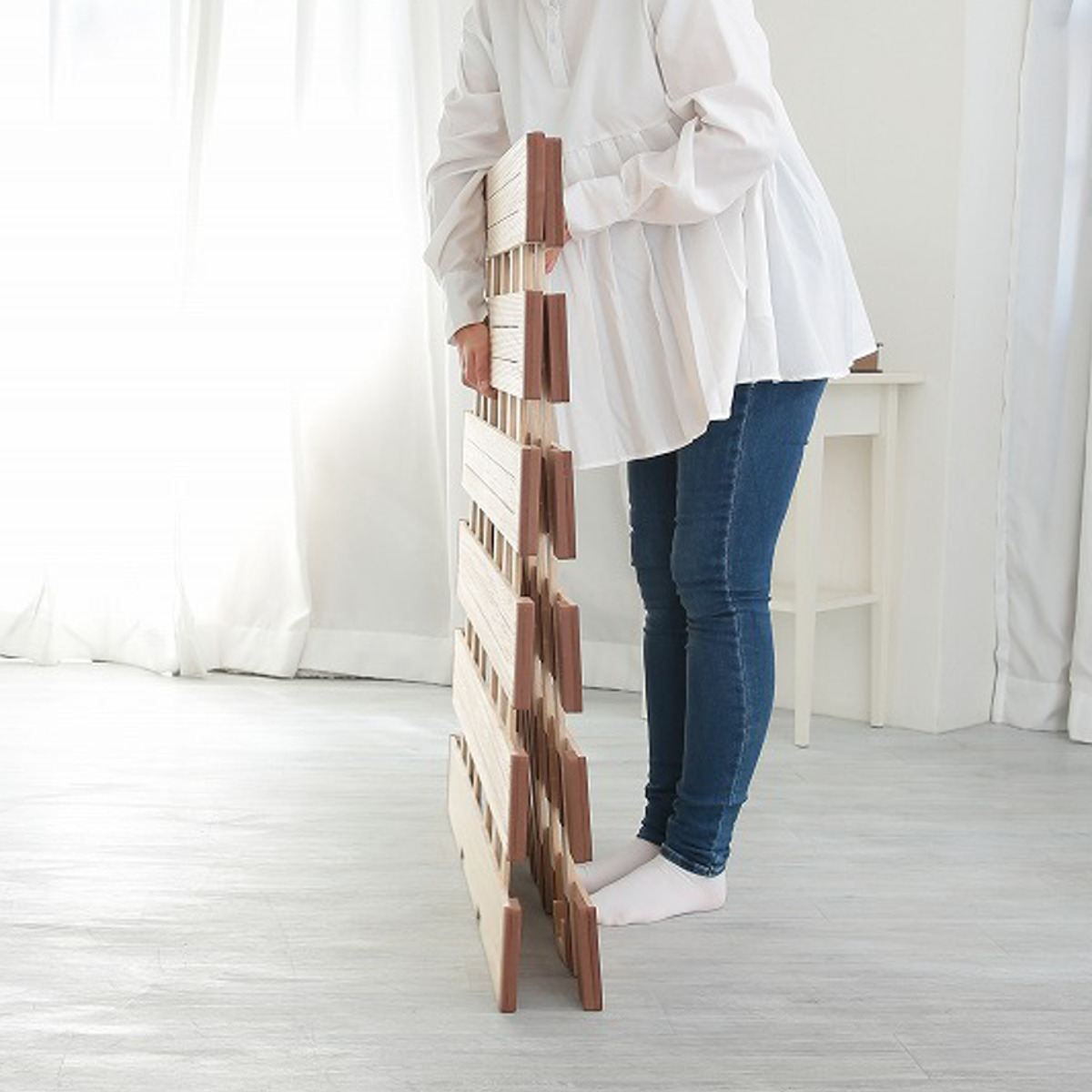 OSMAC すのこベッド 2つ折れ式 セミシングル 薄型軽量 天然木