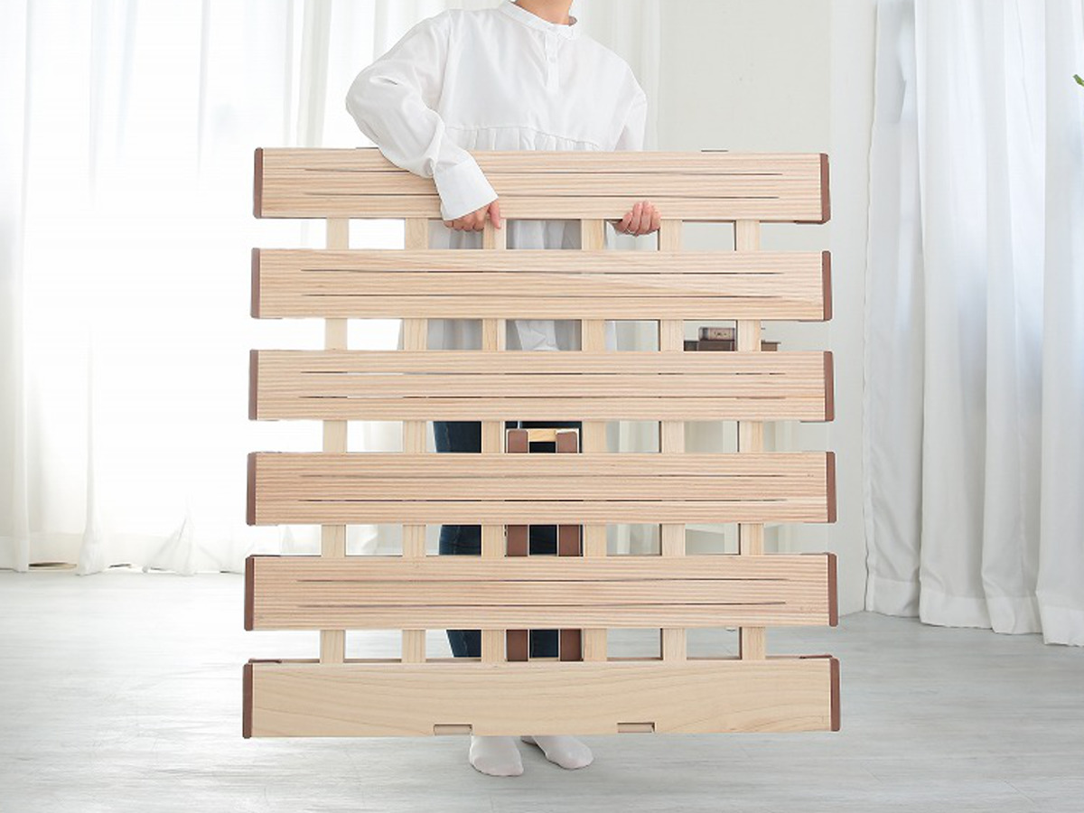 OSMAC すのこベッド 2つ折れ式 セミシングル 薄型軽量 天然木