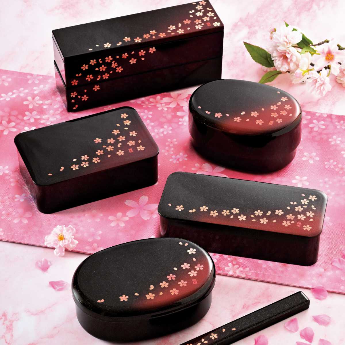 HAKOYA お弁当箱 小判一段弁当 茜桜赤 1段 480ml （ 弁当箱 ランチ