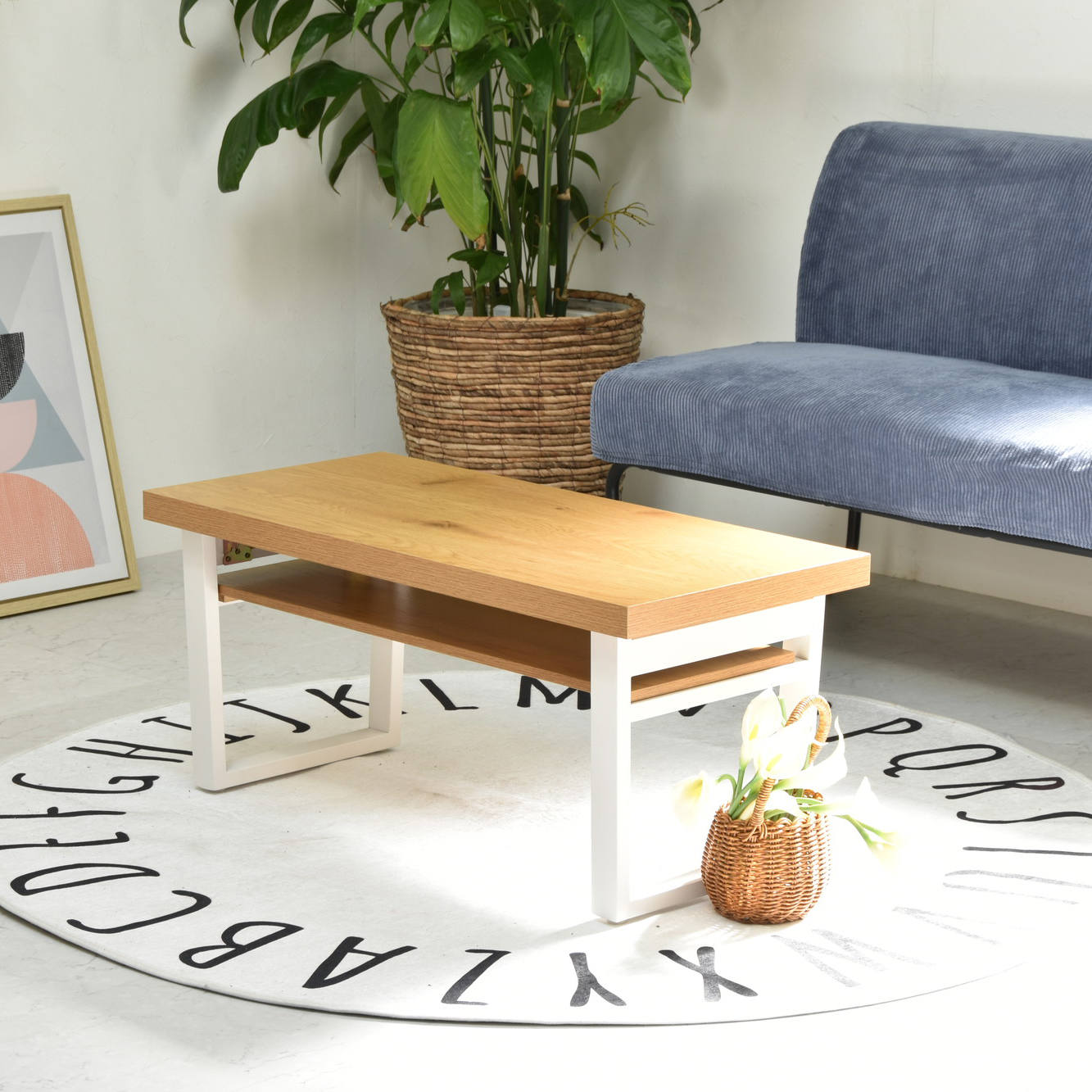 B.Bファニシング リビングテーブル 折りたたみ 幅80cm 木目調 （ ロー