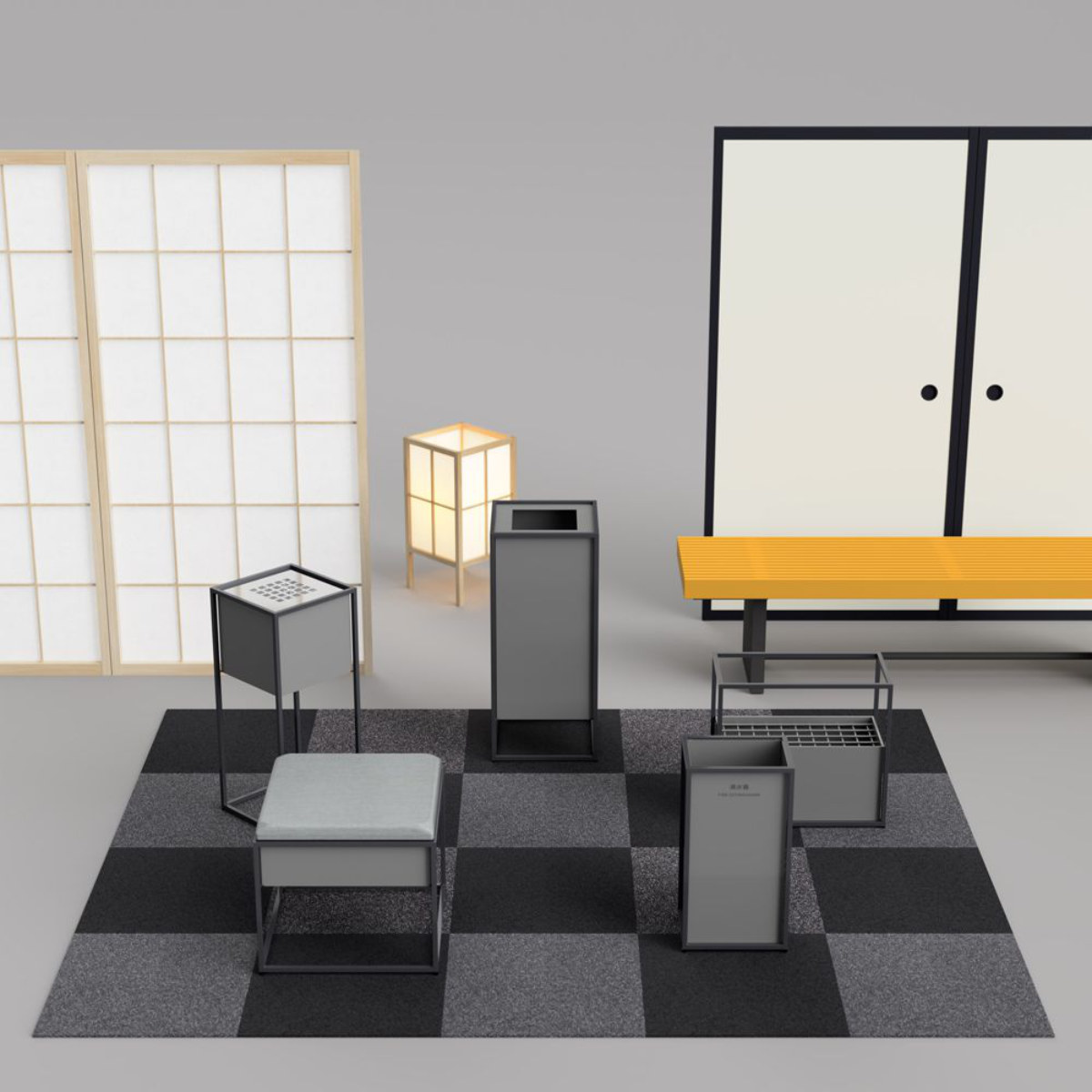 灰皿スタンド 屋内用 2L 業務用 囲シリーズ （ 法人限定 スタンド灰皿