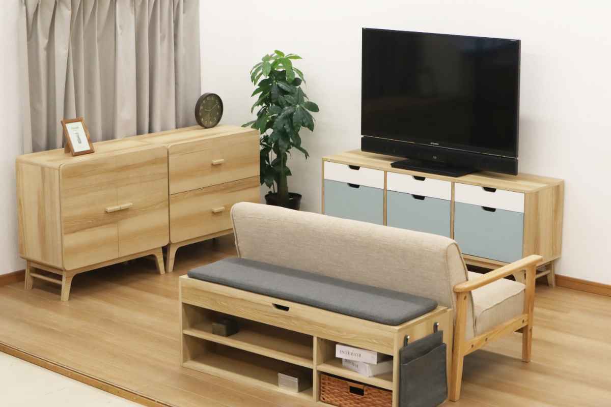 エイ・アイ・エス ベンチラック 2段2列 北欧風 座面収納 幅125cm