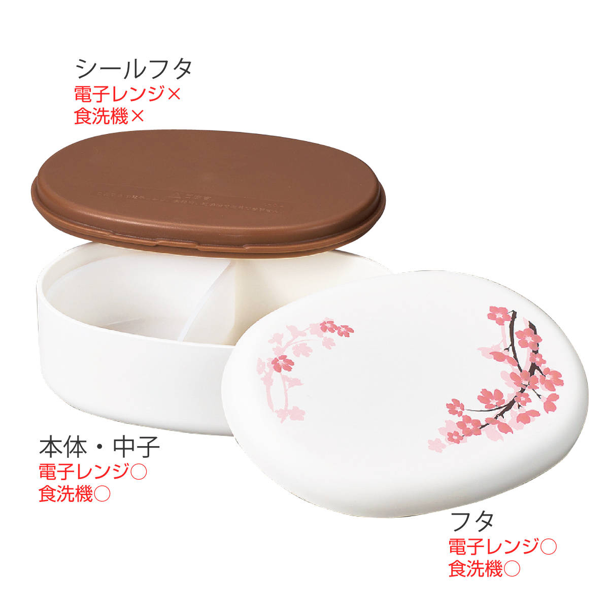 HAKOYA お弁当箱 小判一段弁当 SAKURA 1段480ml （ 弁当箱 ランチ