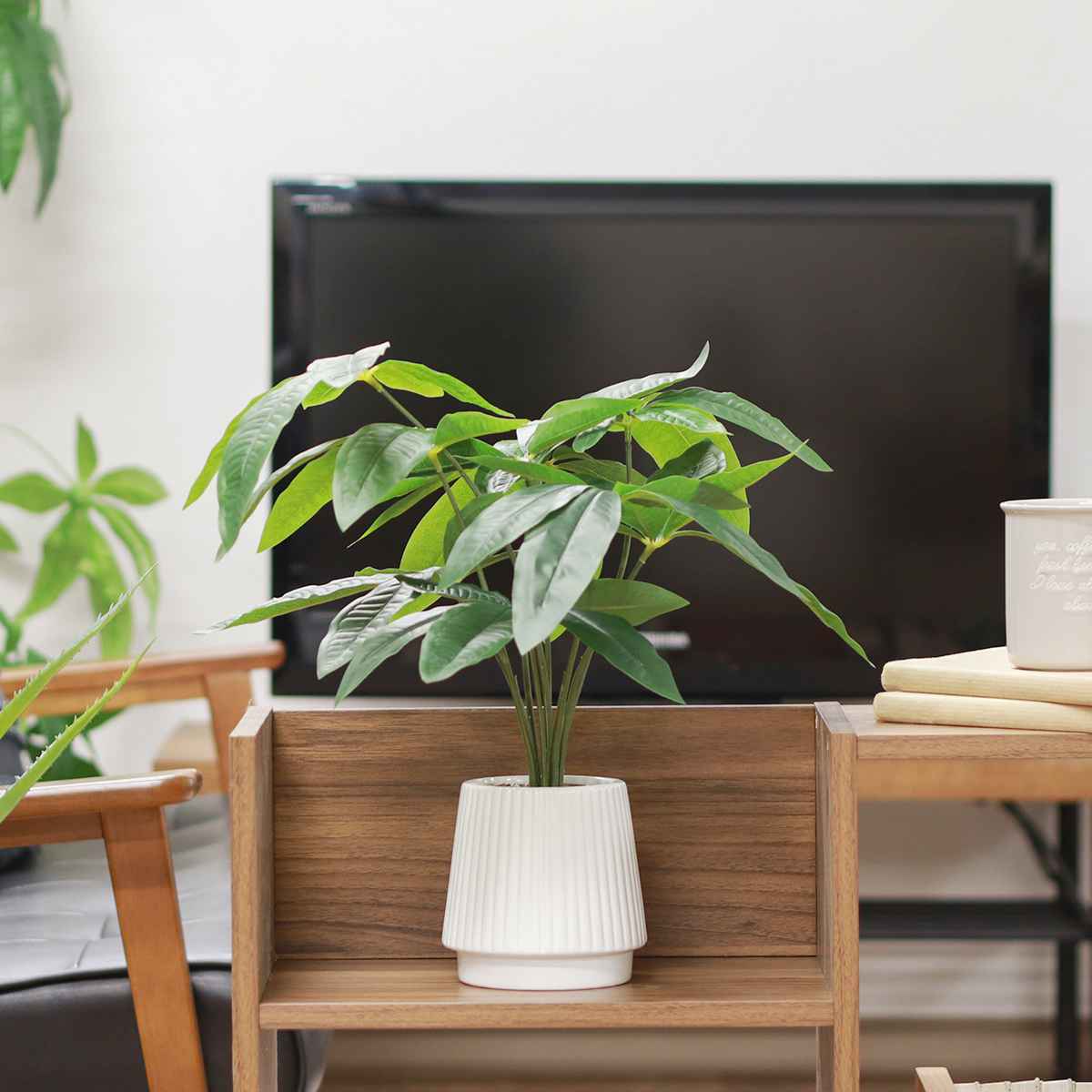 不二貿易（Fuji Boeki） フェイクグリーン パキラ 高さ43cm セラミック 