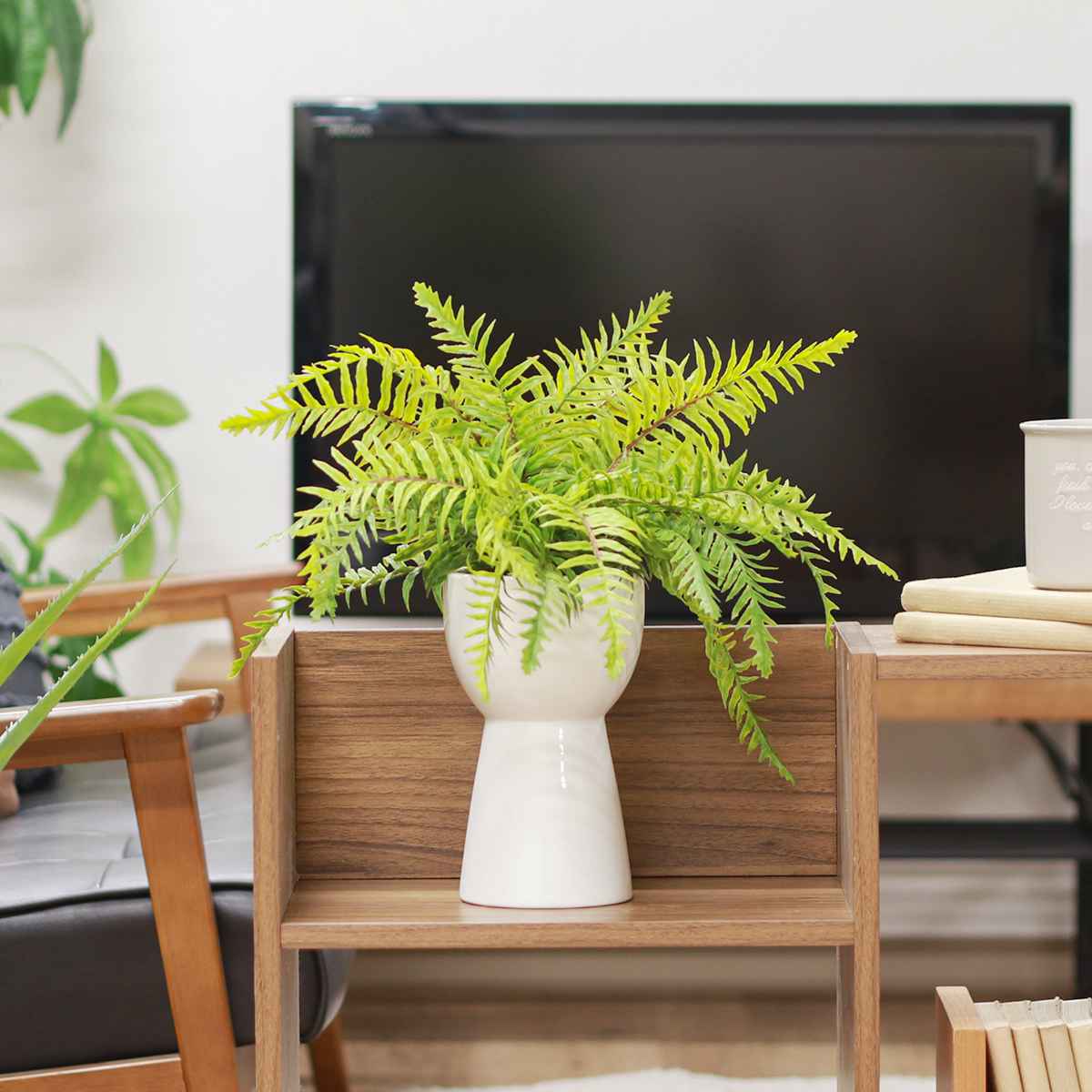 不二貿易（Fuji Boeki） フェイクグリーン シダ 高さ40cm セラミック