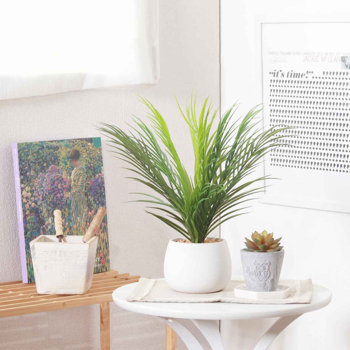 不二貿易（Fuji Boeki） フェイクグリーン ヤシ 高さ36cm セラミック