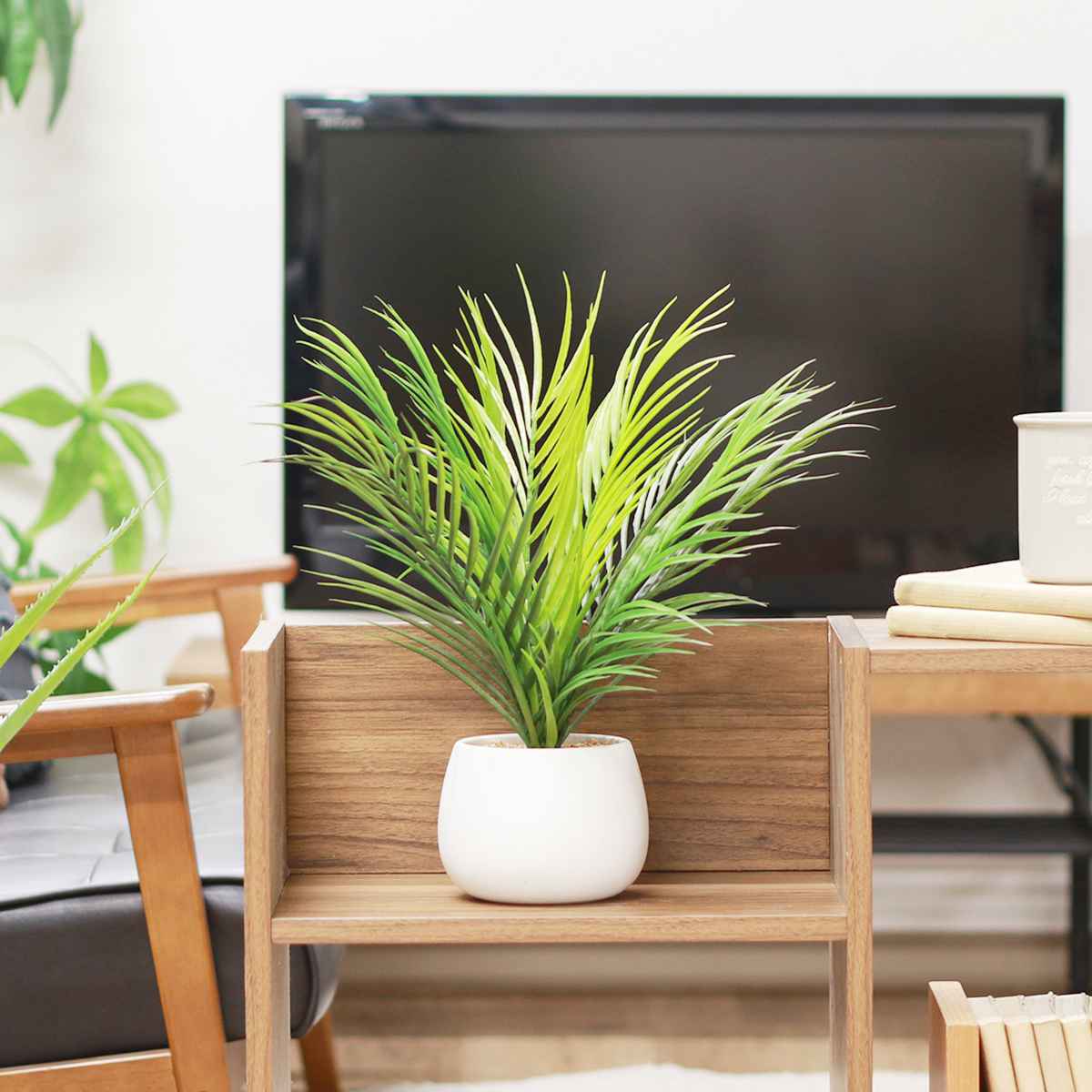 不二貿易（Fuji Boeki） フェイクグリーン ヤシ 高さ36cm セラミック