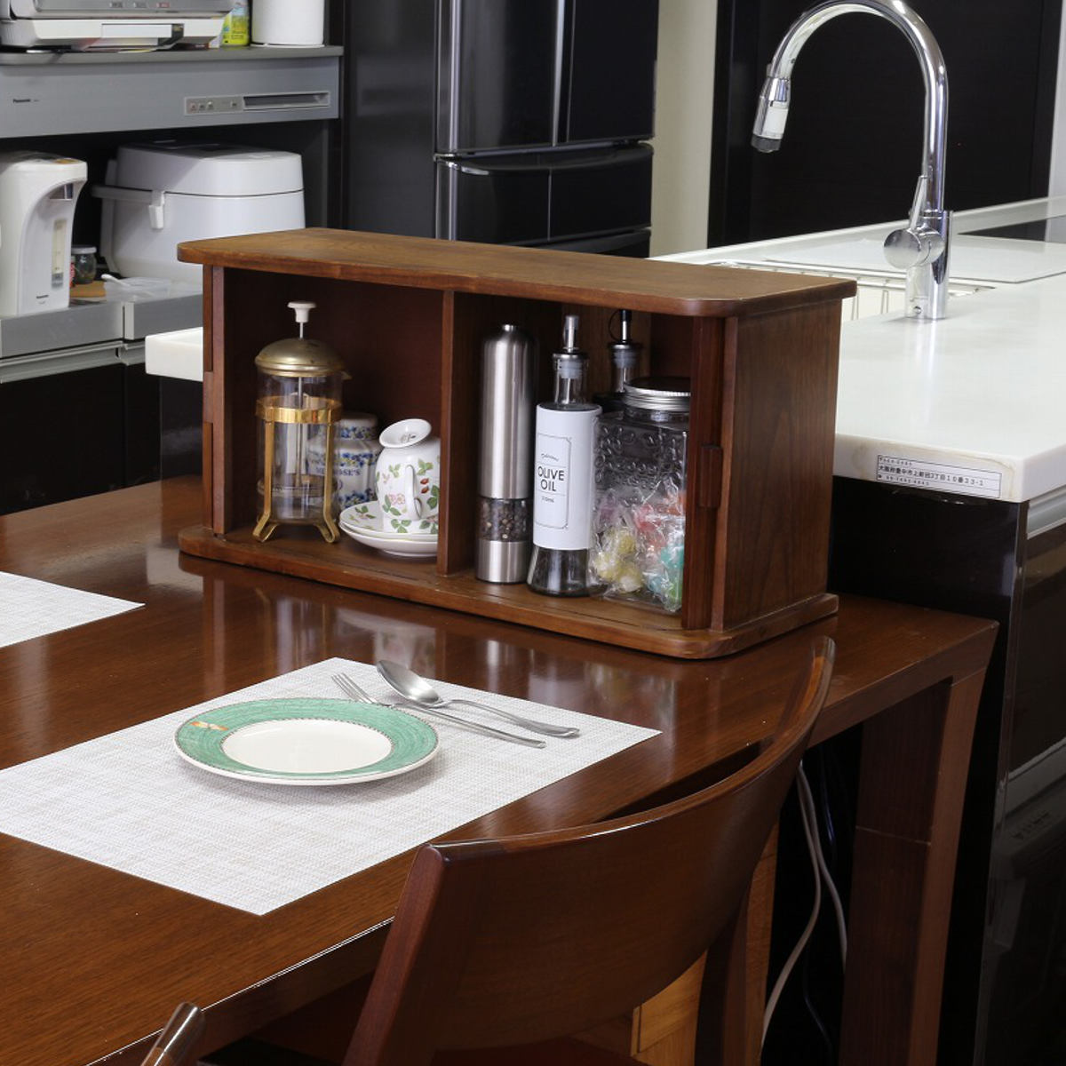 OSMAC カウンター上収納 ジャバラ扉式カウンター上収納庫 幅60cm