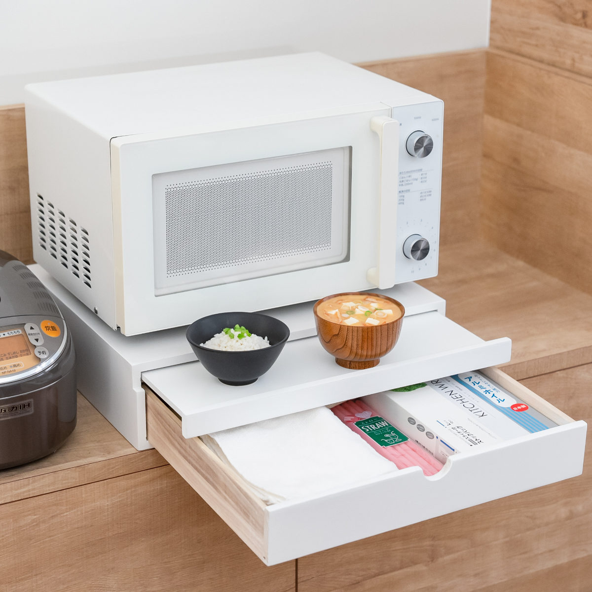 OSMAC 特典付き レンジラック 家電下スライドテーブル 幅45cm