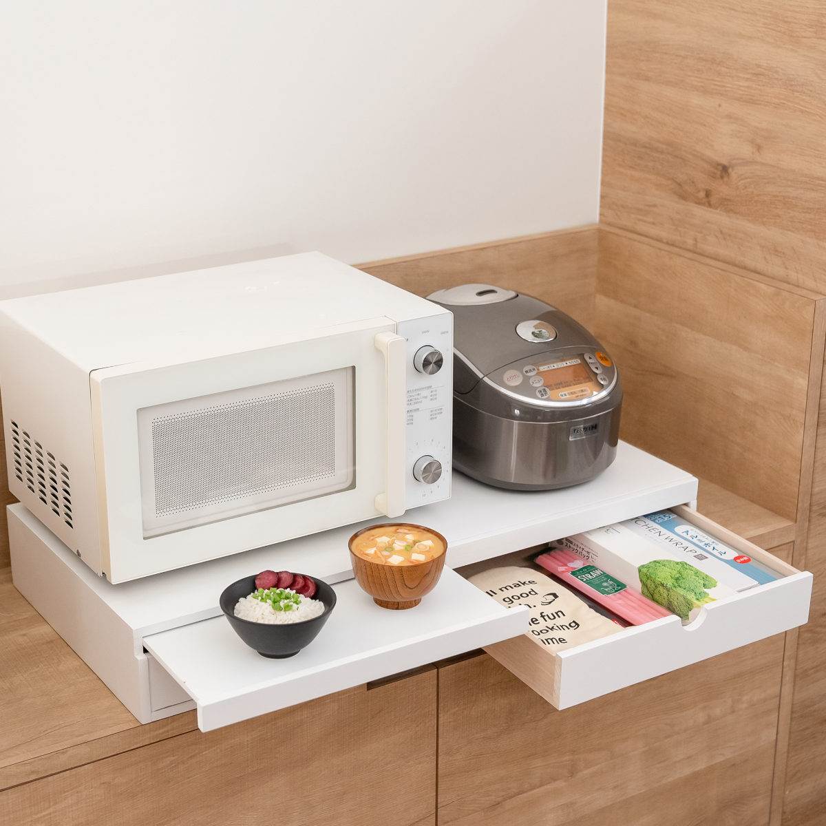 OSMAC レンジラック 家電下スライドテーブル 幅80cm （ レンジ下ラック