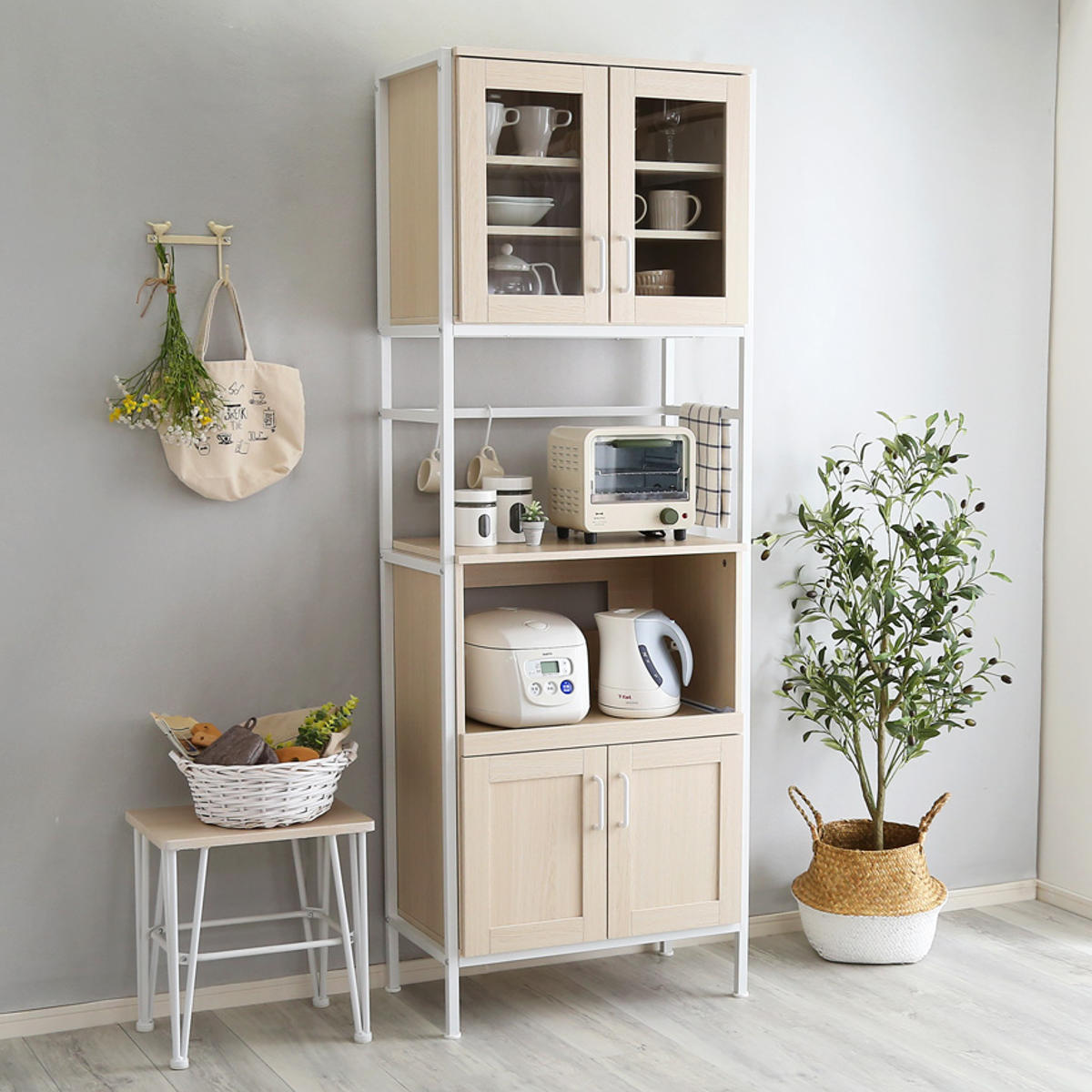 ホームテイスト（HOME taste） 食器棚 幅64cm レンジラック