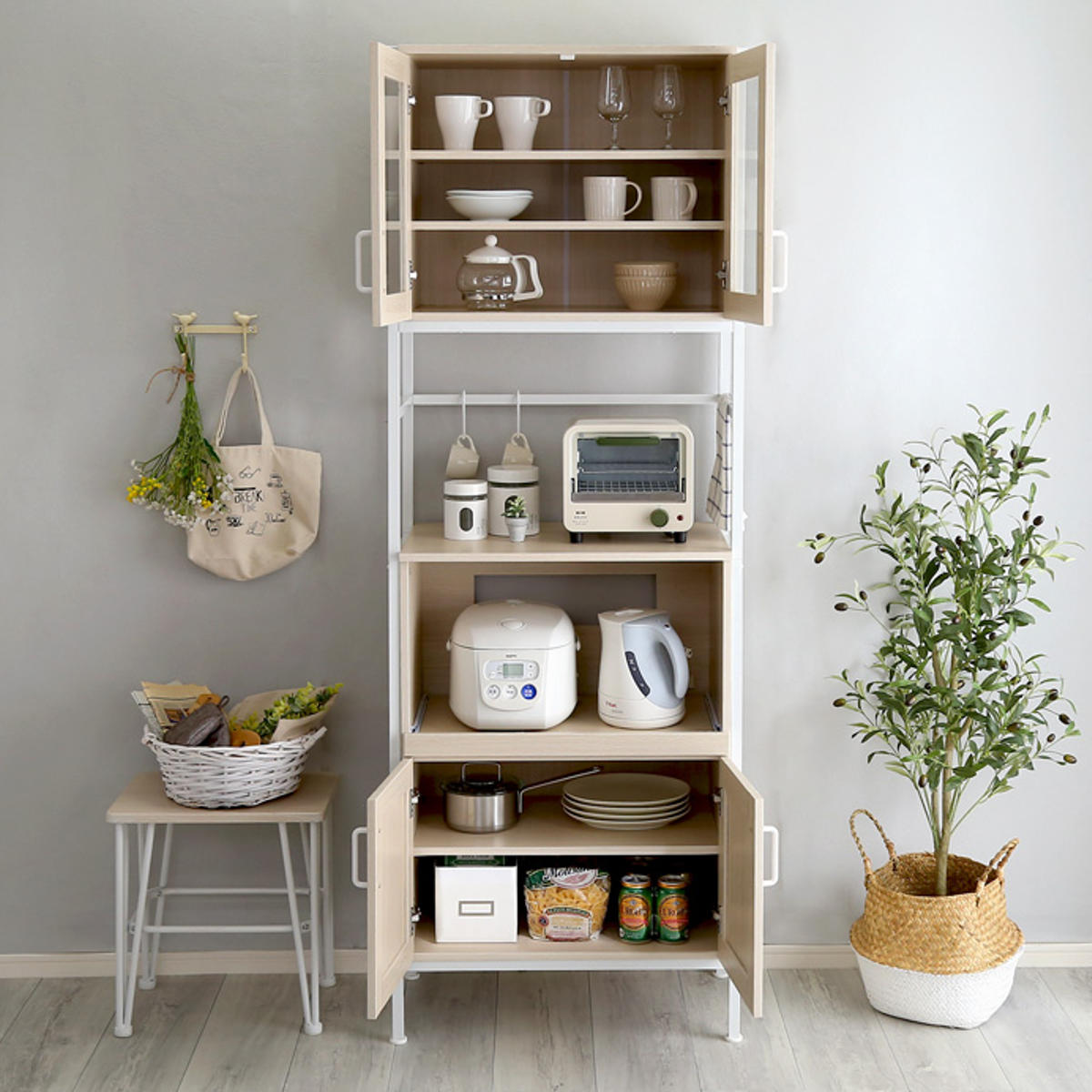 ホームテイスト（HOME taste） 食器棚 幅64cm レンジラック